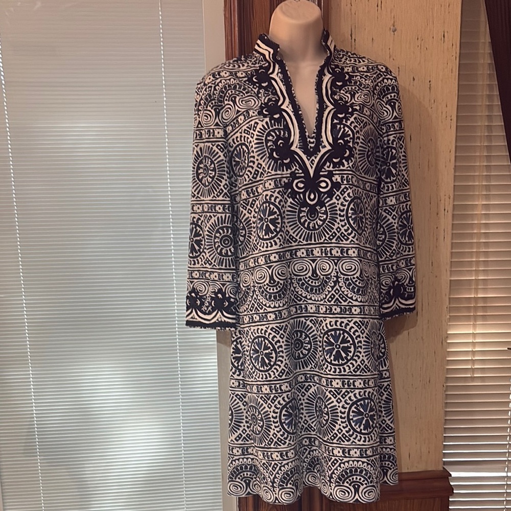 Tory Burch Blue and White Patterned Women's Dr